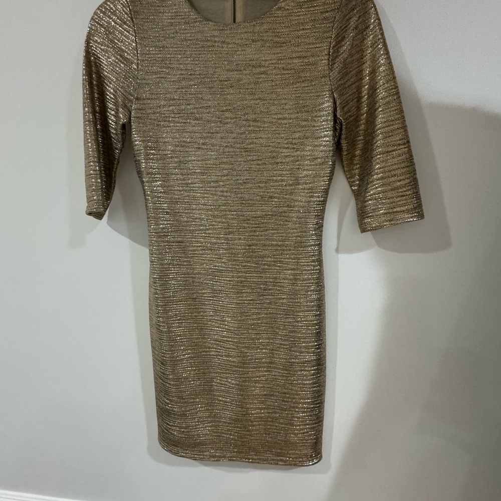 Alice & Olivia gold lame dress